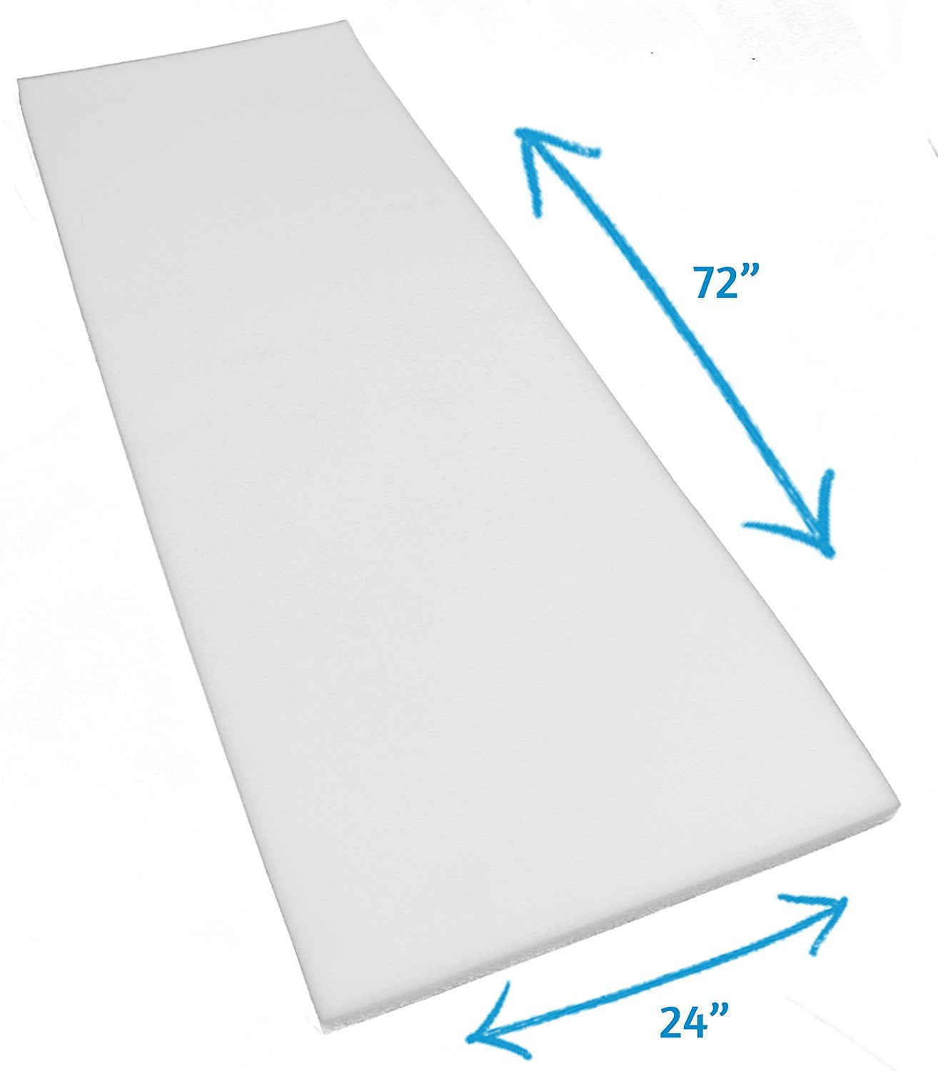 AK TRADING CO. High Density Upholstery Foam Cushion, Polyurethane Foam Sheet - Made in USA - 5" H x 24" W x 72" L