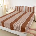thumbnail image 5 of Castle Fairy Geometric Thin Vertical Stripe King Sheets 4pcs,Mid Century Wide Band Bedding,Coffee White,1 Flat Sheet, 1 Fitted Sheet and 2 Pillowcases, 5 of 7