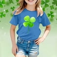 thumbnail image 2 of FUZHIQ Girls St. Patrick's Day Shirts Shamrock Four Leaf Short Sleeve Spring Summer Shirt Top Crew Neck Holiday Party Outdoor Girls T Shirts Size 6(Blue,4-5 Years), 2 of 4