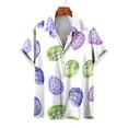 thumbnail image 2 of Camisas hawaianas divertidas de Pascua para hombres, camisas con botones y estampado de huevos de conejo, ropa informal de verano para fiestas en la playa, 2 of 5