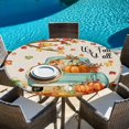 thumbnail image 6 of Fall Pumpkin Round Tablecloth, Fitted Table Cover with Elastic for 55"-60" Round Tables, Autumn Maple Leaf Retro Farmhouse Truck Table Cloth Outdoor Indoor Dinning Party Waterproof Tablecloths, 6 of 7