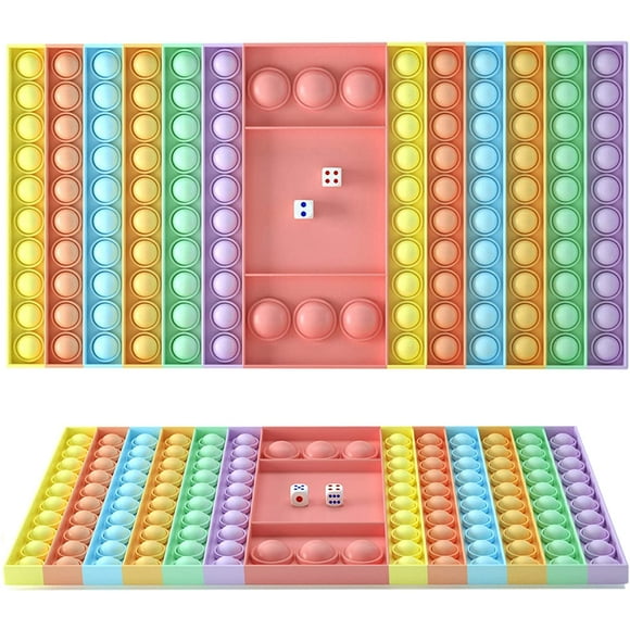 Roofei Fidget Toys Giant Big Pop It Game Board Popit Bubble Push Stress Relief Adult Sensory Checkerboard Toy Sequence Kids Chess Classic Dice Board Games (Macaron square)