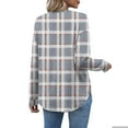 thumbnail image 4 of Flannel Shirt Women Plaid Long Sleeve Button Down Henley Shirts Dressy Casual Fall Ladies Tops and Blouses Gray 2XL, 4 of 4