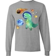 thumbnail image 3 of Inktastic Tyrannosaurus Rex Vs. Meteor Fun Space Dinosaur Long Sleeve T-Shirt, 3 of 5