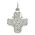 thumbnail image 1 of 925 Sterling Silver Four Way Medal Necklace Charm Pendant Religious, 1 of 5