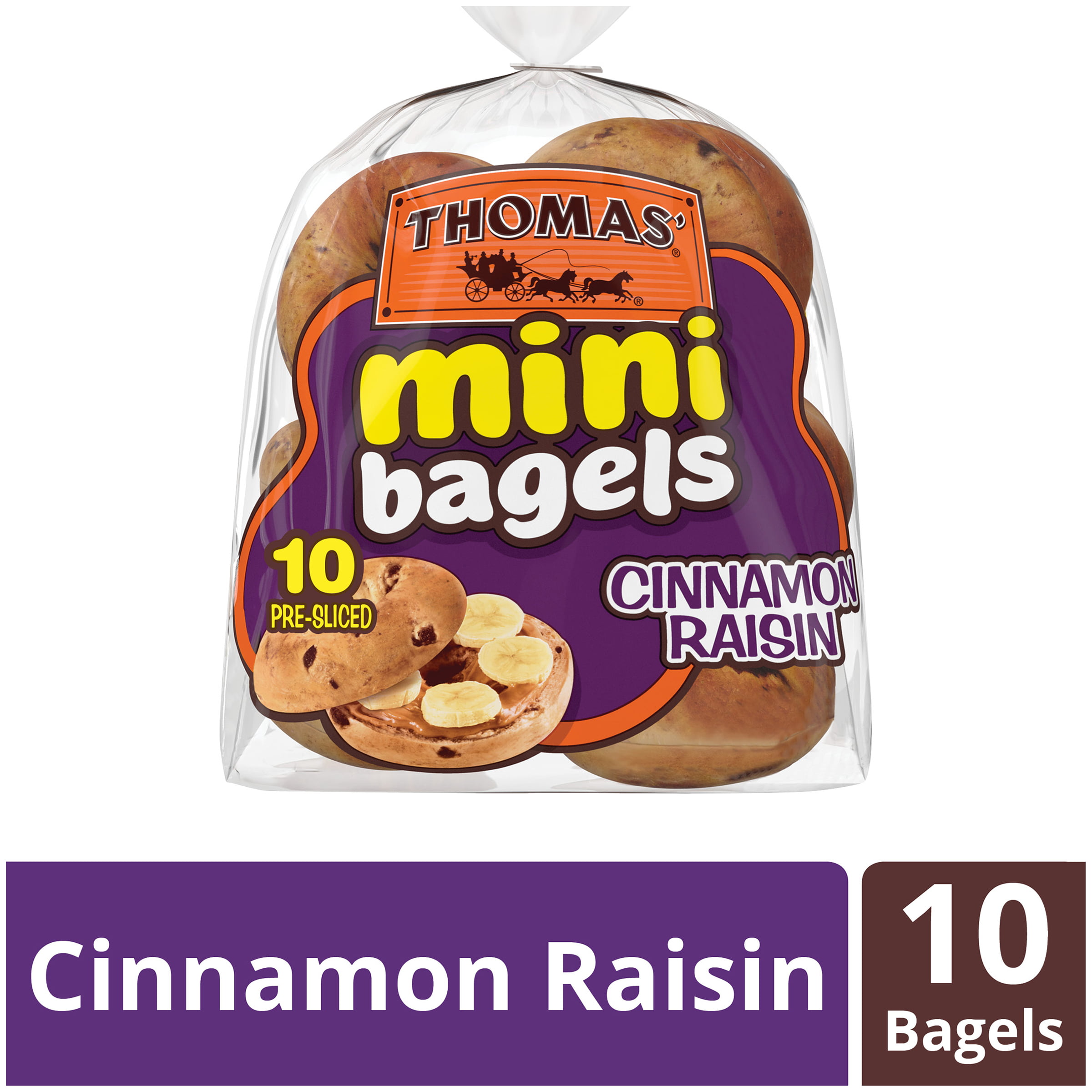 Thomas' Cinnamon Raisin Mini Bagels, Great After School Snacks, 10 cou...