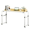 thumbnail image 4 of Fogcroll Adjustable Overbed Bedside Table with Wheels Pneumatic Mobile Standing Desk Laptop Desk Rolling Computer Cart Movable Overbed Table Raised Baffle (White), 4 of 13