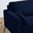 thumbnail image 3 of Loveseat Corduroy Upholstered Sofa with Square Arms and Tight Back, Modern 2 Seat Couch with Two Small Pillows and Metal Legs for Living Room Apartment Office, Navy, 3 of 8