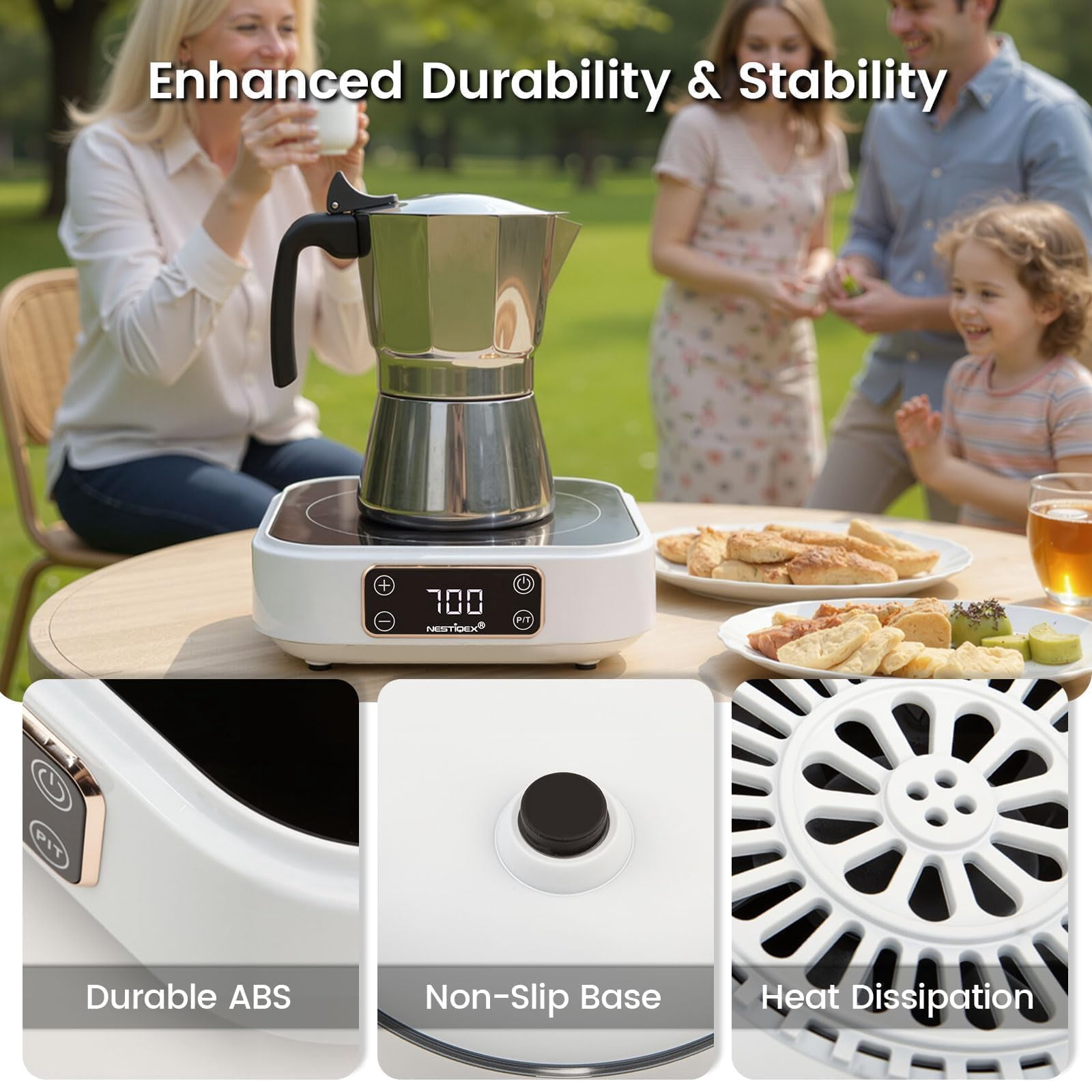 Mini Induction Cooktop 700W, 120V Portable Single Induction Burner Compact Electric Hot Plate for Small Kitchens, Travel, RV, Camping – Quick Heat for Coffee, Tea, Flameless, Easy-Clean