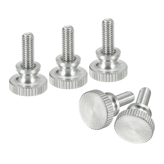 M4x10mm Knurled Thumb Screws, 5 Pack 304 Stainless Steel Flat Knurled Thumb Screws