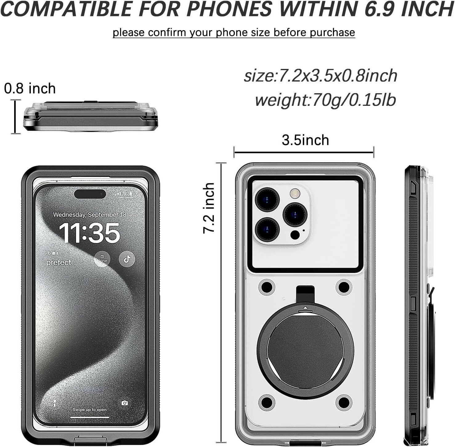 AICase Waterproof Universal Underwater Pouch Dry Bag Beach Travel Essentials for Phone - iPhone Samsung LG Google Xiaomi Nokia Motorola