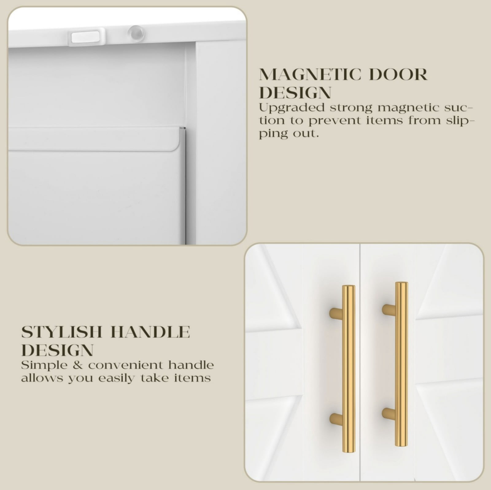 47" H Metal Storage Cabinet, 2-Door Steel Pantry Cabinet with Adjustable Shelves, Freestanding Kitchen Storage Cabinet for Living Room, Bedroom, Office, White