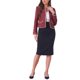 thumbnail image 2 of BLAZER CORTO DE OFICINA ABIERTO DE TWEED A CUADROS PARA MUJERES CHIC M BURDEOS, 2 of 6