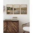 thumbnail image 4 of Drsoum Vintage Wall Art 16x24in3pcs Brown Framed Rustic Country Riverside Landscape Scenery Home Decor Retro Mountain Decorations for Bedroom, 4 of 8