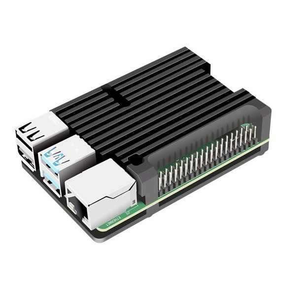 Dorhea for Raspberry Pi 4 B Heavy Metal Case, Aluminum Alloy Case with Passive Cooling Fast Kit Armor Case for Raspberry Pi 4 B (Black)