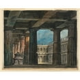 thumbnail image 2 of Anonymous 24x20 Gold Ornate Framed and Double Matted Museum Art Print Titled - Stage Design, Classical Loggia and Courtyard (Early 19th Century), 2 of 4