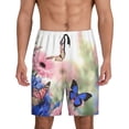 thumbnail image 3 of Lsque Butterfly And Flowers Mens Sleep Pajama Shorts,Short Pajama Pants, Cotton Ultra-Soft Knit-Large, 3 of 9