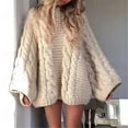 thumbnail image 2 of Sweaters for Women Fall Clothes Women's Crewneck Flared Sleeve Knitted Loose Sweater, 2 of 4