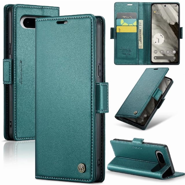 Funda tipo cartera Google Pixel 8 con cierre magnético, RFID, tarjetero, soporte, carga inalámbrica