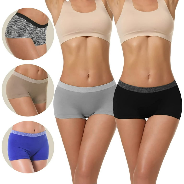 Womens Seamless Underwear Boyshort Ladies Panties Spandex Panty Workout Boxer  briefs 5-Pack 