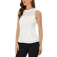thumbnail image 4 of Inspira Chic Conjunto Top Sin Mangas de Encaje Floral con Cuello Fruncido y Espalda con Abertura para Mujeres XL Blanco, 4 of 7