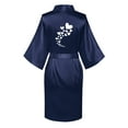 thumbnail image 3 of Jacenvly Silk Pajamas for Women Light Breathable Womens Silk Pajamas Set Fashionable Front Back Printed Solid Color Ice Silk Bathrobe Home Clothing Navy, 3 of 3
