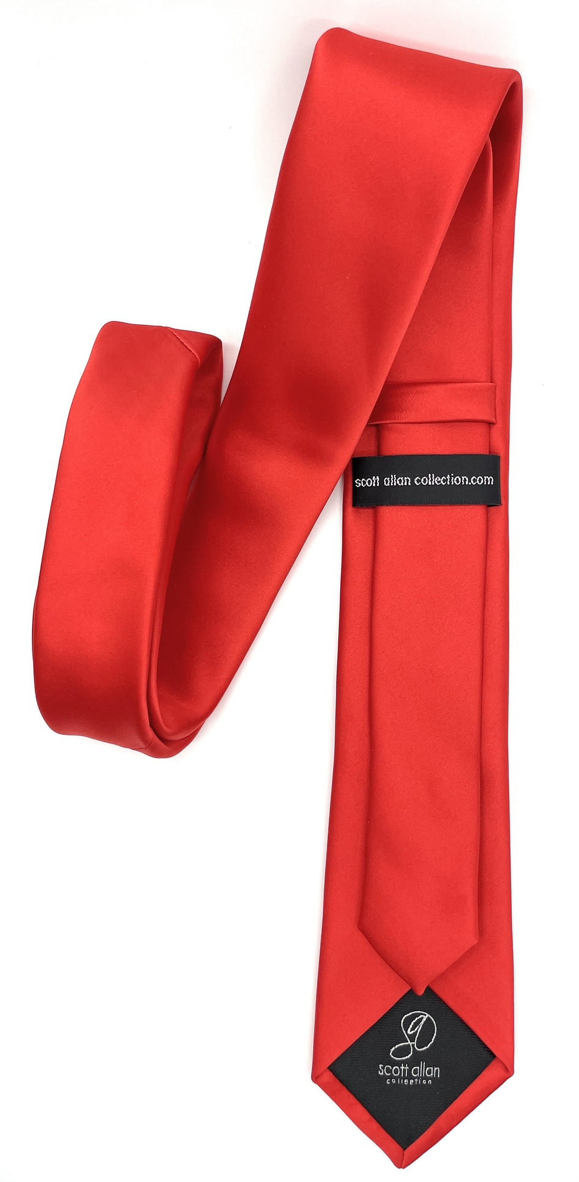 Scott Allan Premium Red Slim Necktie, 2.5 Inch Skinny Ties for Men