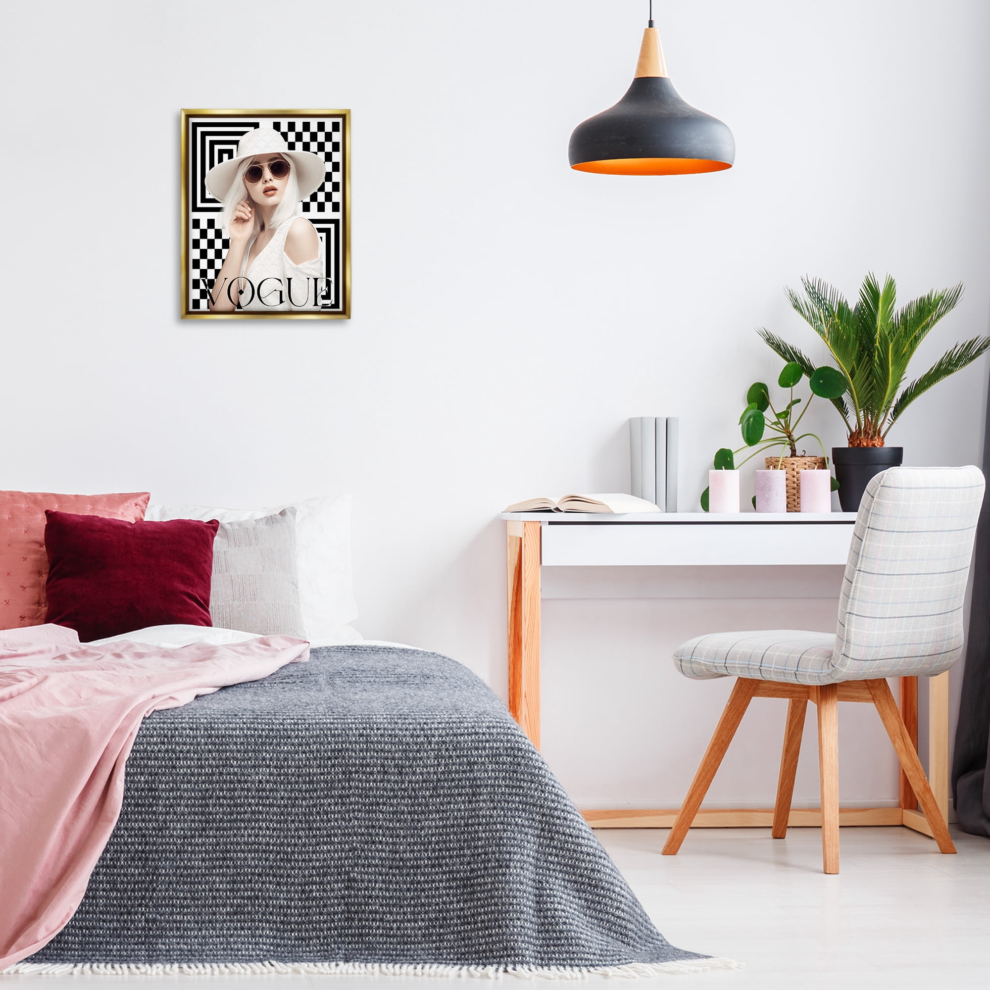 Stupell Industries Mod Elegance Woman Fashion Painting Gold Floater Framed Canvas Art Print Wall Art, 17 x 21