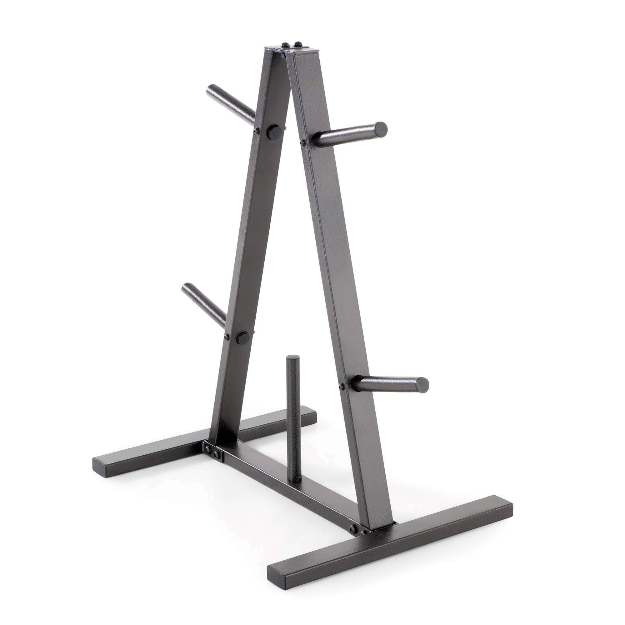 Free-Standing Sturdy Plate Racks Stand with 6 Pegs for Weighted Plates and Barbells Gym Equipment Accessories Weight Rack and 2 Bar Holder for 2” Olympic Plates by D1F Stores Up To 850 lb