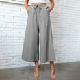 thumbnail image 2 of Timegard Womens Wide Leg Capri Pants Elastic Waisted Drawstring Casual Loose Crop Pants with Pockets, 2 of 6