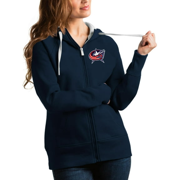 Women's Antigua Navy Columbus Blue Jackets Team Victory Full-Zip Hoodie