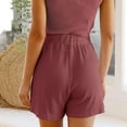 thumbnail image 5 of uublik High Waisted Shorts Women with Pockets Summer Ribbed Knit Super Soft Casual Beach Shorts Wine, 5 of 5