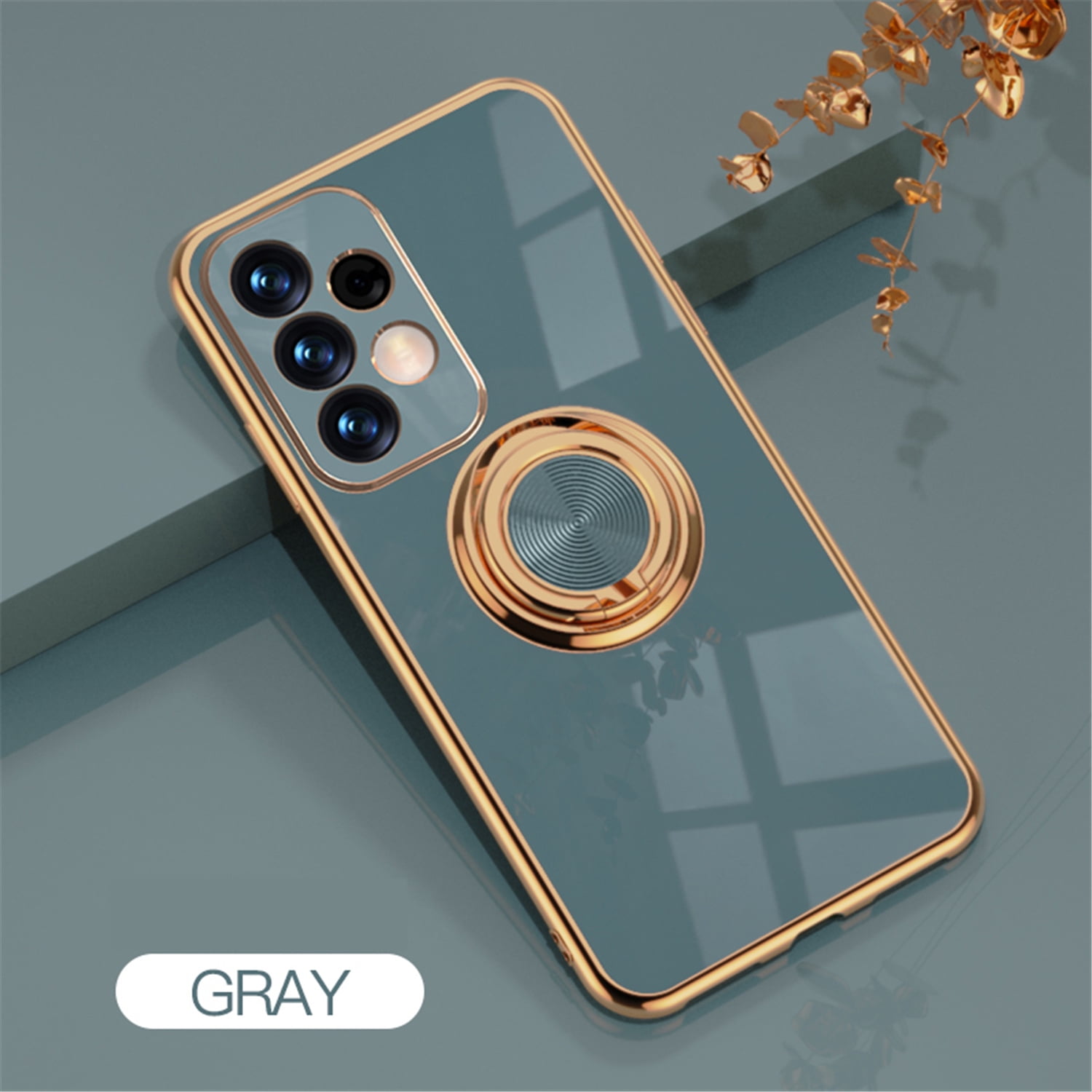 Tarise for Samsung Galaxy A32 5G Phone Case with Ring Holder, Galaxy A32 Cover, Kickstand Magnetic Plating Frame TPU Shockproof Anti-Scratch Slim Girls Women Men Case Cover for Samsung A32 5G, Gray