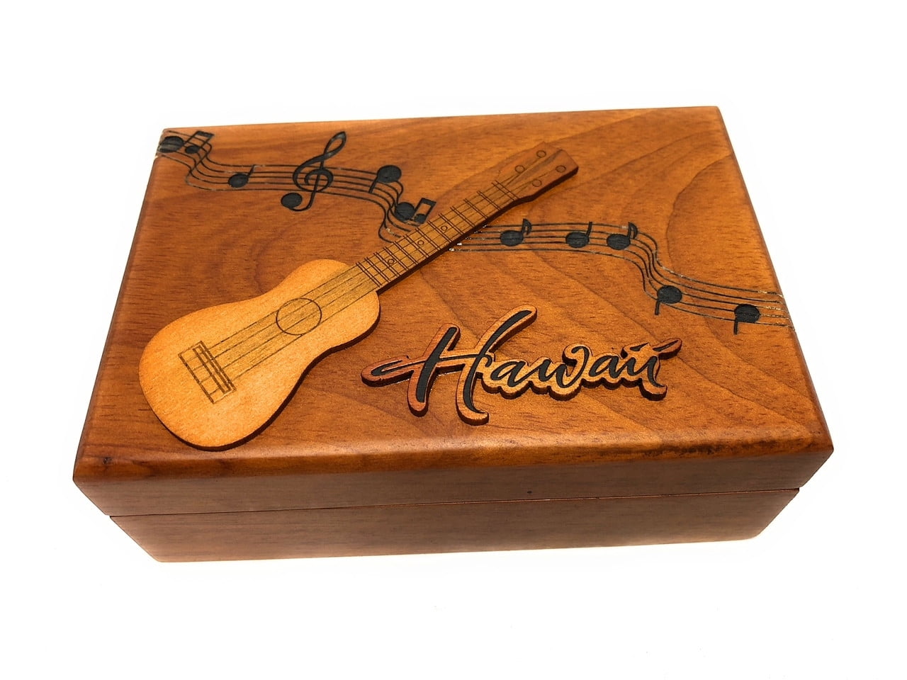 Wooden Jewelry Keepsake Box w/ Ukulele Design R5274