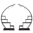 thumbnail image 2 of 2pcs 5 Layers Semicircle Iron Wood Suitable For Garden Balcony Patio Lawn Home Decoration Plant Stand Flower Pot Stand Iron Flower Stand Black, 2 of 9