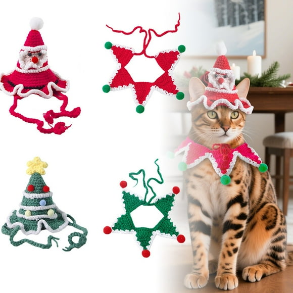Adorable Foulard Tricotée pour Chat Imprimé de Vacances Confortable Col Rond pour Votre Ami Félin