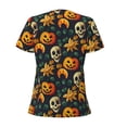 thumbnail image 4 of Naloa Halloween Skull Print T-Shirts Short Sleeve V Neck Tees for Women Fashion Tops Trendy Lightweight Soft Casual Summer Outfits Clothes, 4 of 5