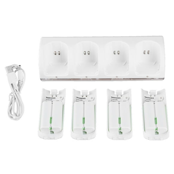 White 4 In 1 Charging Station Charger with 4Pcs 2800mAh Battery for Wii / Wii Uremotes2800mAh Battery