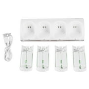 White 4 In 1 Charging Station Charger with 4Pcs 2800mAh Battery for Wii / Wii Uremotes2800mAh Battery Flying Clothing QINAN