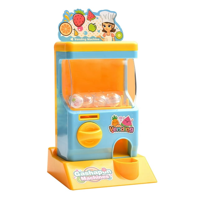 Blue Blue Mini Vending Machine Toy, Coin Operated Gashapon Game For Kids, Desktop Simulation Play Set, 4.9X2.8X7In Dimensions, 0.92Lb Weight, Educational Toy With 6 Coins 12 Balls