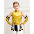 thumbnail image 5 of Mufeng Kids Girls Drum Band Outfits Trapeze Showman Pretend Play Outfit Sparkle Sequins Dance Bodysuit Yellow 10, 5 of 7