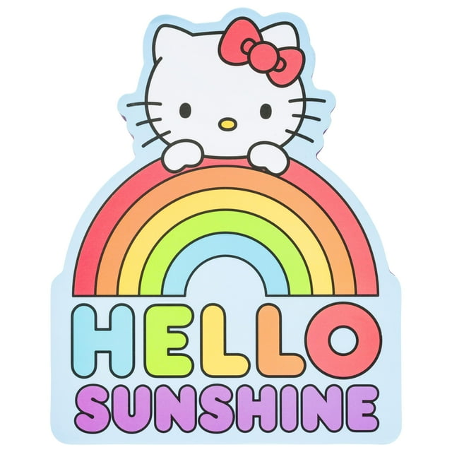 Cartel de pared plateado con diseño de búfalo Hello Kitty Rainbow, tamaño grande, MDF