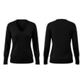 thumbnail image 5 of Knit Sweaters for Women, V Neck Long Sleeve Pullover Tops with Soft Fabric, Loose Casual Layering Blouse, Fall Winter Wear | VerBelle,Black L, 5 of 9