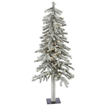 Vickerman Pre-Lit 4' Flocked Alpine Artificial Christmas Tree, LED, Warm White