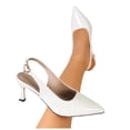 thumbnail image 6 of Hurxie Women's Slingback Kitten Heels Closed Pointed Toe Backless Wedding Party Dress Pumps Shoes Beige 8.5, 6 of 7