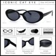 thumbnail image 3 of SA106 Womens Simple Classical Oval Thin Plastic Sunglasses / All Black, 3 of 6