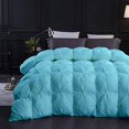 thumbnail image 2 of Aqua All Season Down Pin-Tuck Comforter- Grand King Size 106 x 106 Inches 1 pc Pinch Pleated Comforter 600 GSM & 4-Corner Tab's 100% Egyptian Cotton- Aqua Solid, 2 of 15