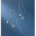 thumbnail image 3 of Solid 925 Sterling Silver Moon Star Threader Dangle Earrings Chain for Women Teens Long Dangle Earrings Tassel Chain, 3 of 12