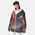 thumbnail image 3 of Daiia Red And Blue Fire Dragon D UPF 50+ Sun Protection Hoodie Jacket Lightweight Long Sleeve Sun Shirt for Women Men with Pocket Hiking Outdoor-Small, 3 of 7