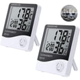 thumbnail image 2 of Higrómetro de temperatura digital LCD interior de 2 piezas con pantalla LCD medidor de temperatura medidor de humedad y tiempo del sistema 12 horas/24 horas con alarma Namotu MZQ-0900-1, 2 of 7